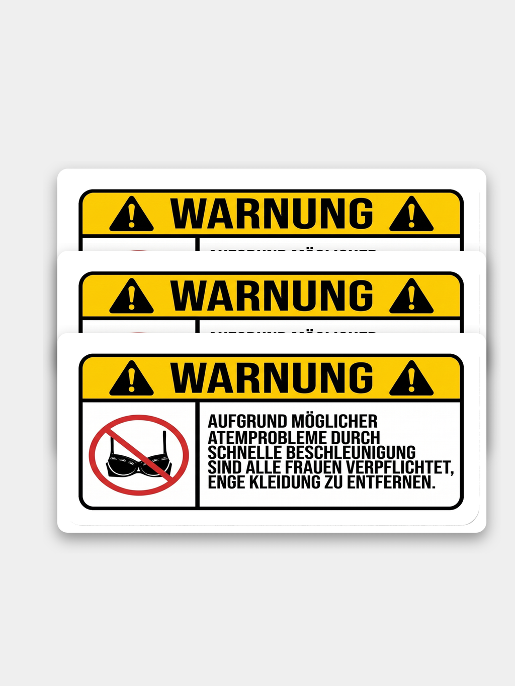 Pack of 3 WARNUNG stickers stacked
