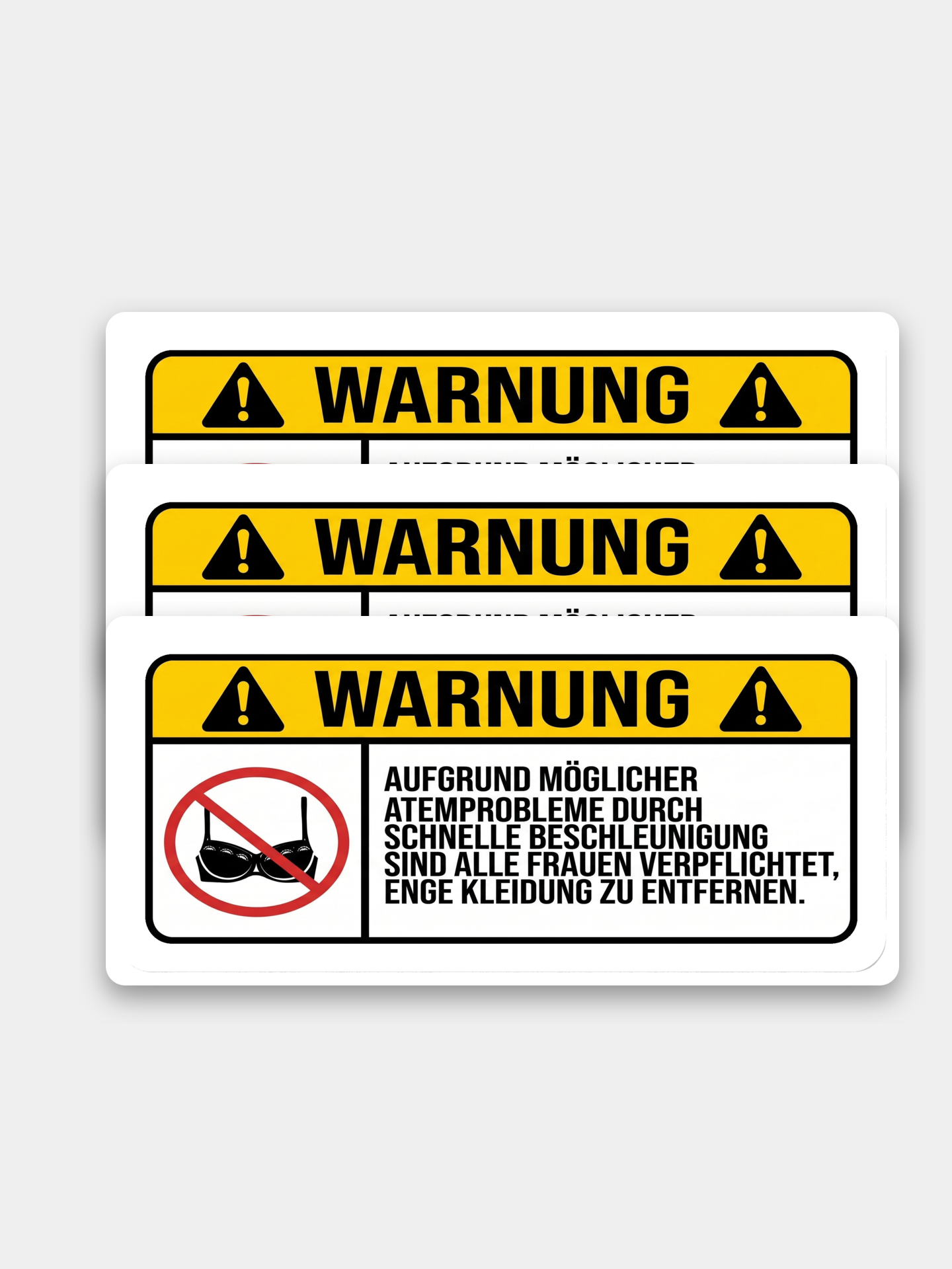 Pack of 3 WARNUNG stickers stacked